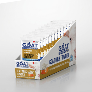 Lait de chèvre en poudre au goût pur avec probiotiques et enzymes digestives - Lot de 12 sachets de 28 g